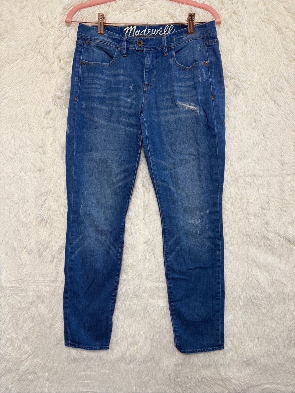 Madewell Womens Distressed Skinny Jeans Size 27 Medium Blue Neutral Normcore